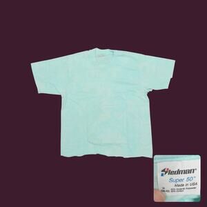 Vintage 80s Stedman Aqua Acid Wash Crop Top Single Stitch Womens M